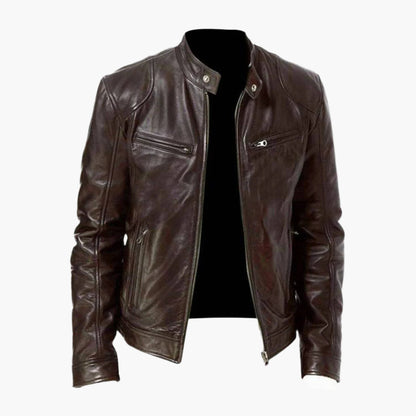 Leather coat biker jacket classic style