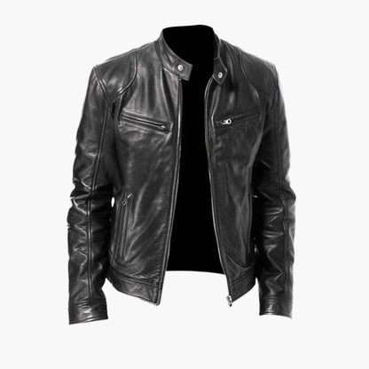 Leather coat biker jacket classic style