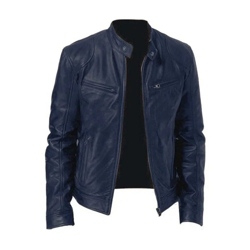 Leather Biker Jacket Black Zipper Design