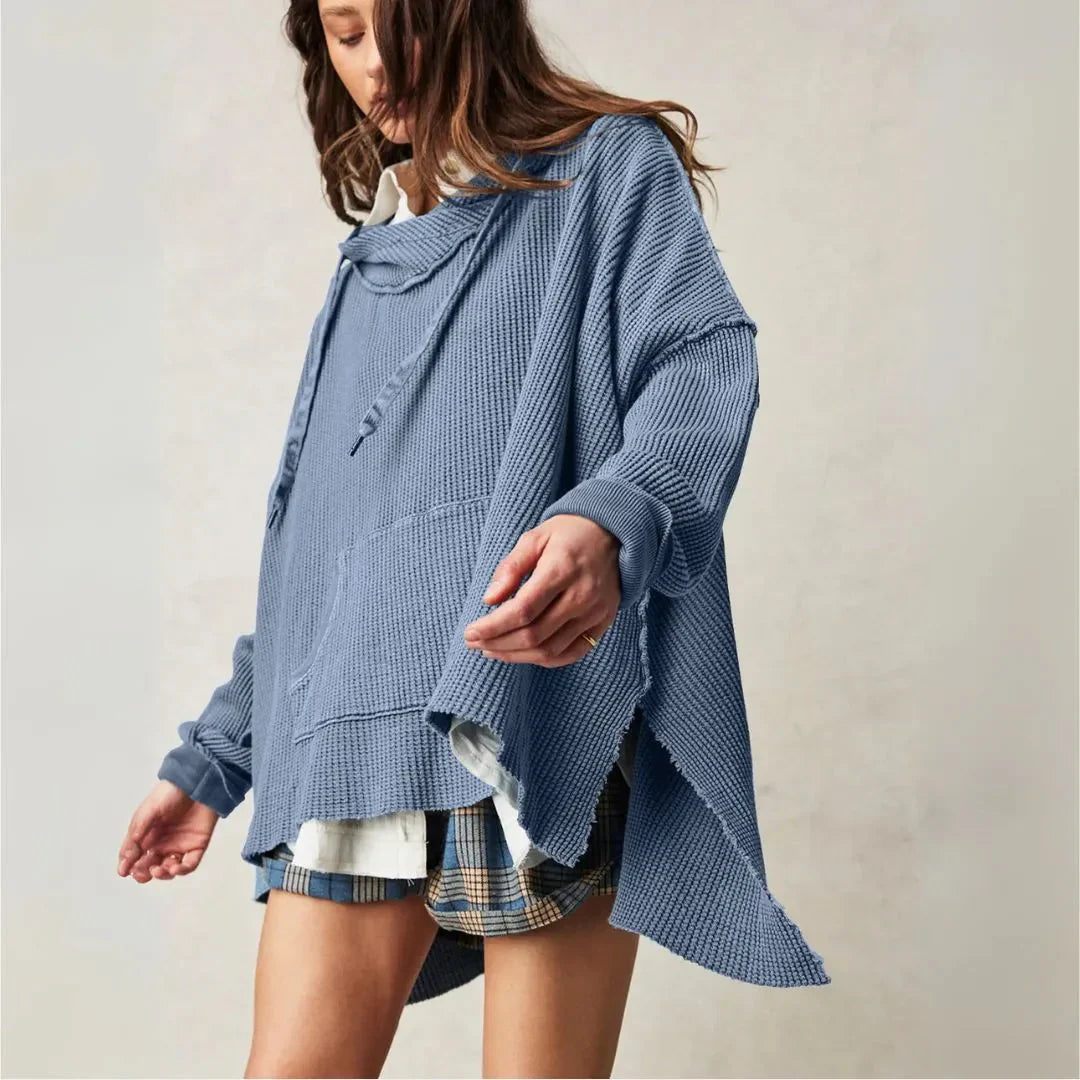 Large Waffle Knit Oversized Hoodie