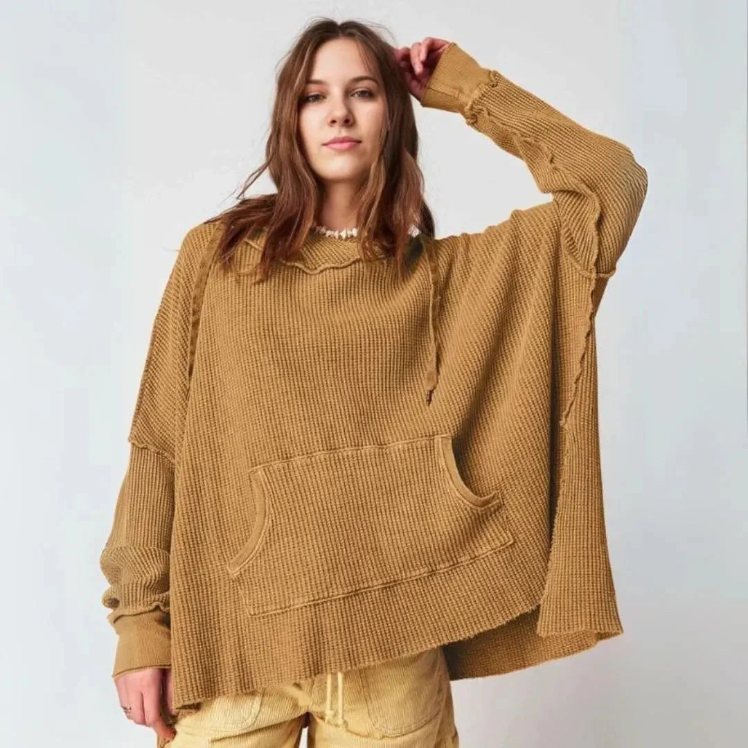 Large Waffle Knit Oversized Hoodie