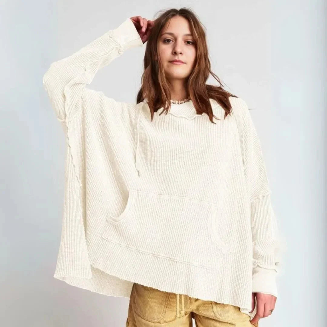 Large Waffle Knit Oversized Hoodie
