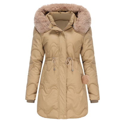 Women's Warm Winter Jacket Hood Zipper