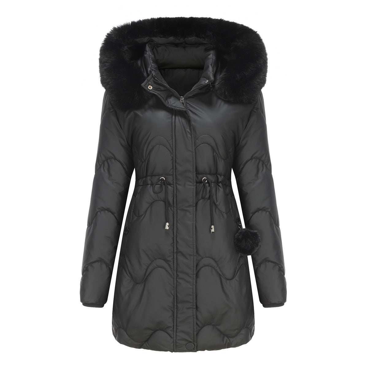 Women's Warm Winter Jacket Hood Zipper