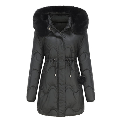Women's Warm Winter Jacket Hood Zipper