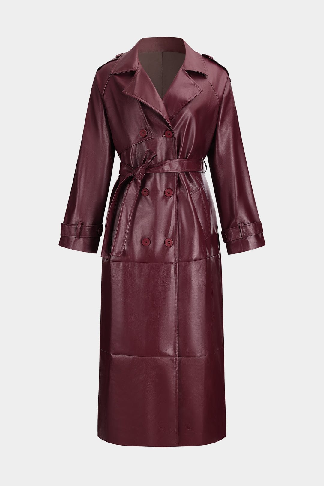 Modern Faux Leather Trench Coat Elegant and Robust