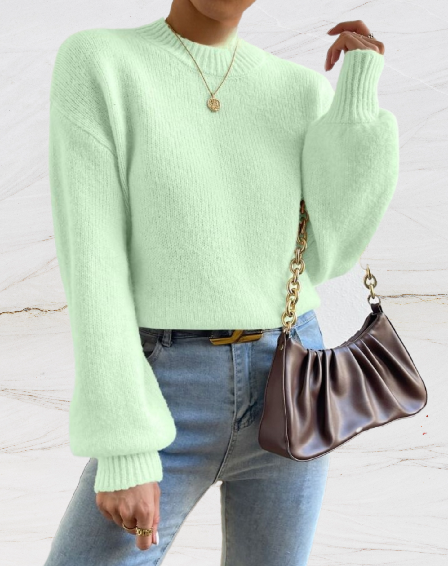 Soft Women's Round Neck Fluffy Sweater