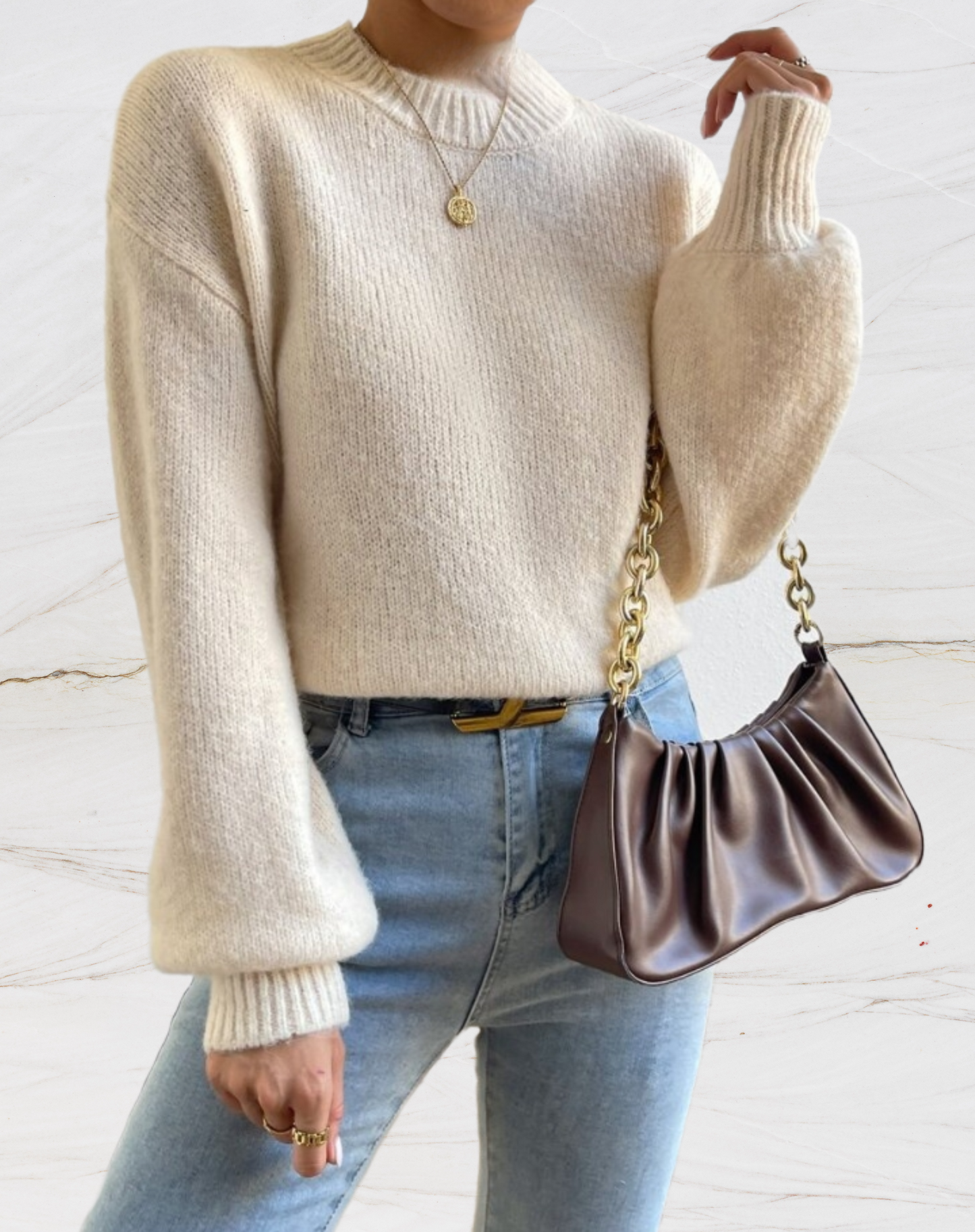 Soft Women's Round Neck Fluffy Sweater