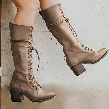 Women's Ankle Boots Lace-Up Block Heel