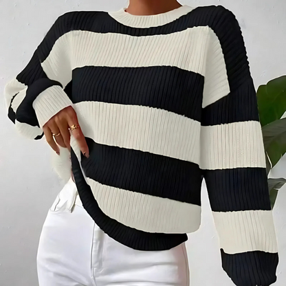 Women's Long-Sleeved Striped Soft Sweater