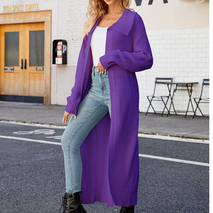 Elegant Women's Long-Sleeved Maxi Jacket