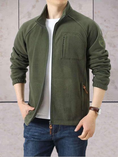 Fleecejacke Stehkragen Zweitönig Reißverschluss