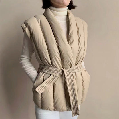 Stylische Pufferweste Damen Gürtel Mantel
