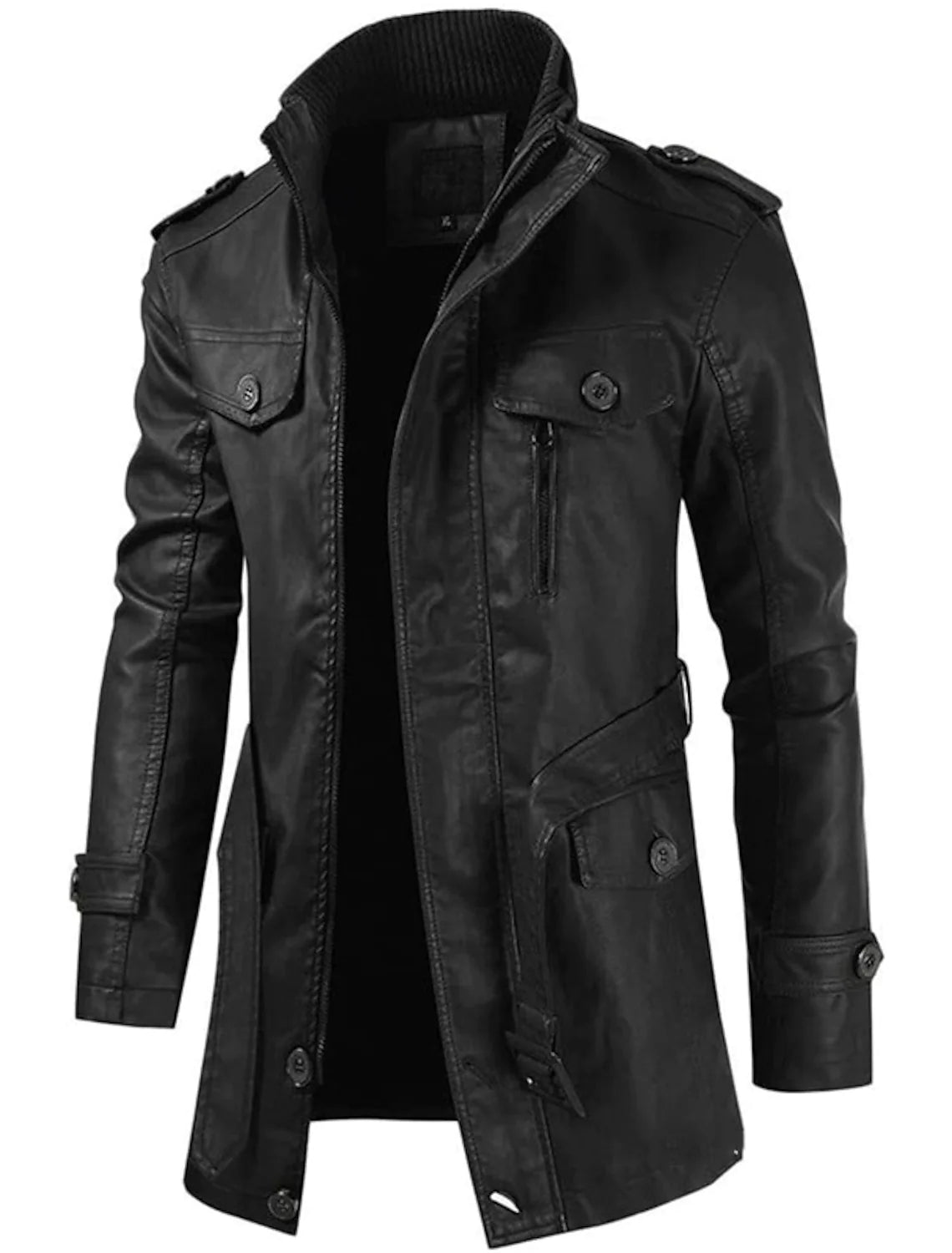 Lederjacke Herren Langschmal Elegant - IdealeKleiden