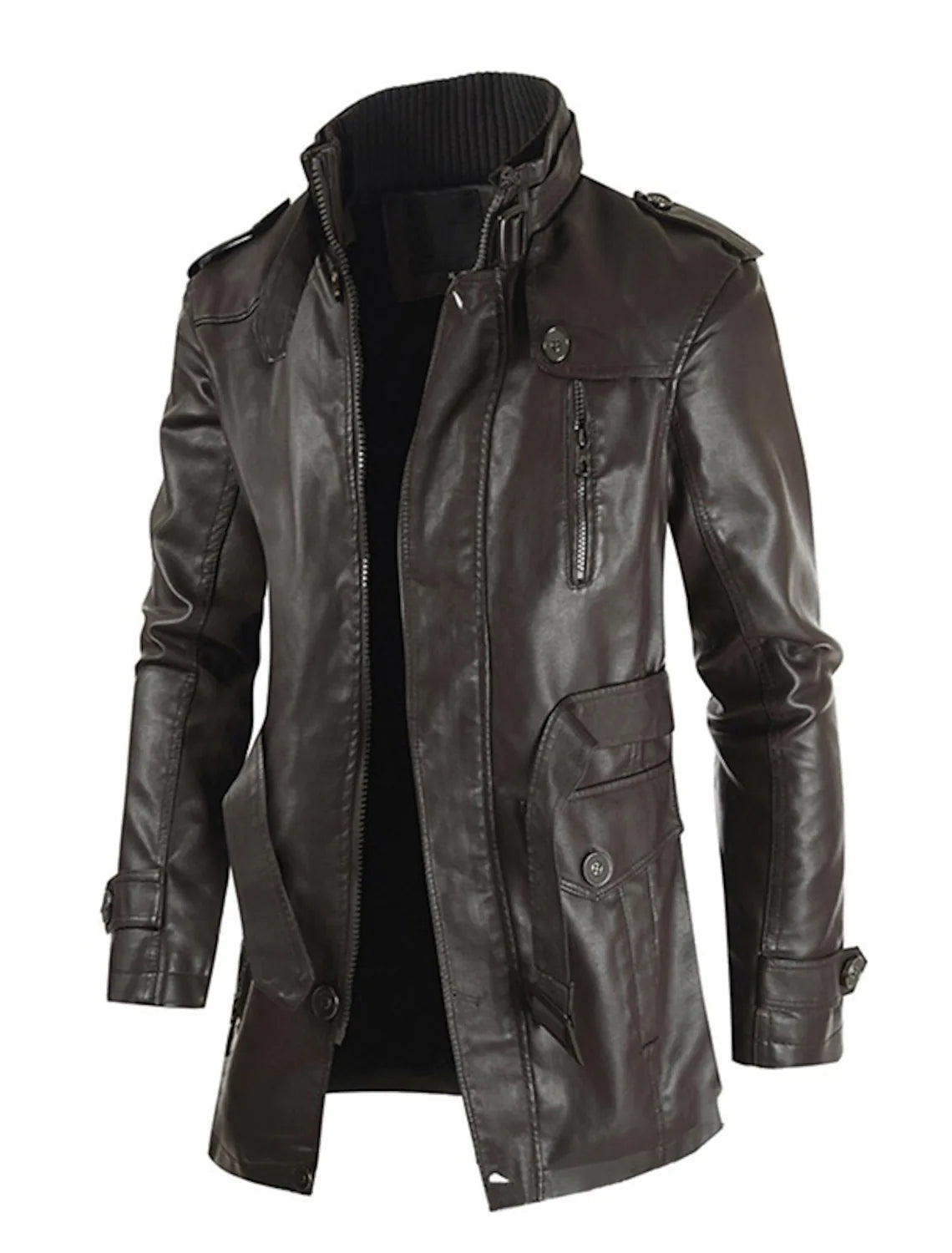 Men's Long Elegant Leather Jacket
