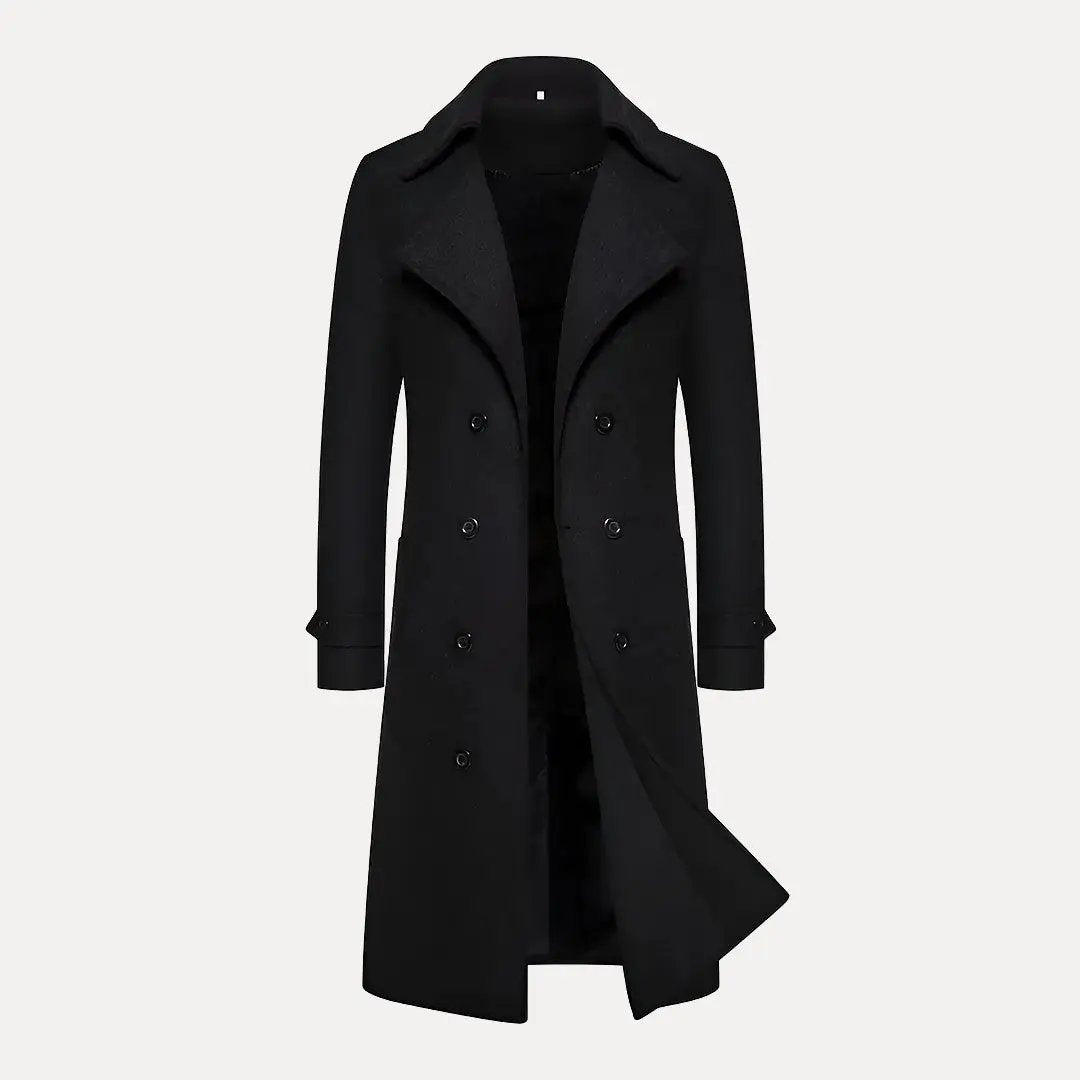 Classic Double-Breasted Wool Trench Coat