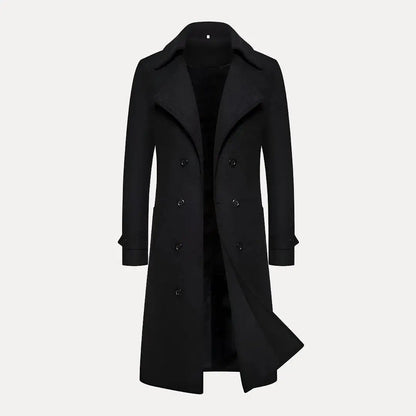 Classic Double-Breasted Wool Trench Coat