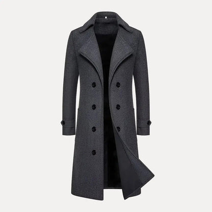 Classic Double-Breasted Wool Trench Coat