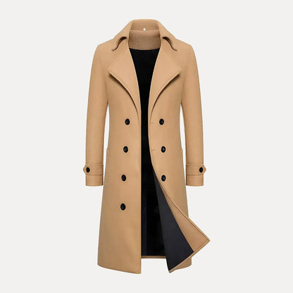 Classic Double-Breasted Wool Trench Coat
