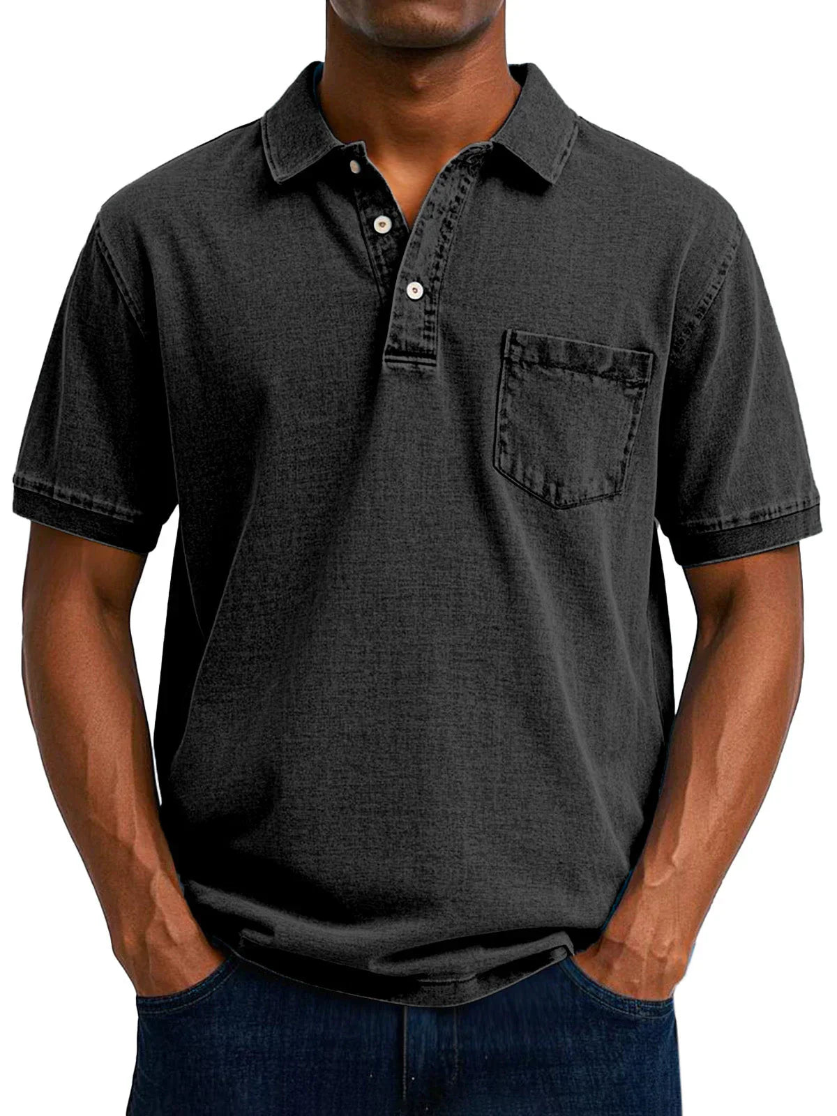 Men's Retro Polo Shirt with Chest Pocket