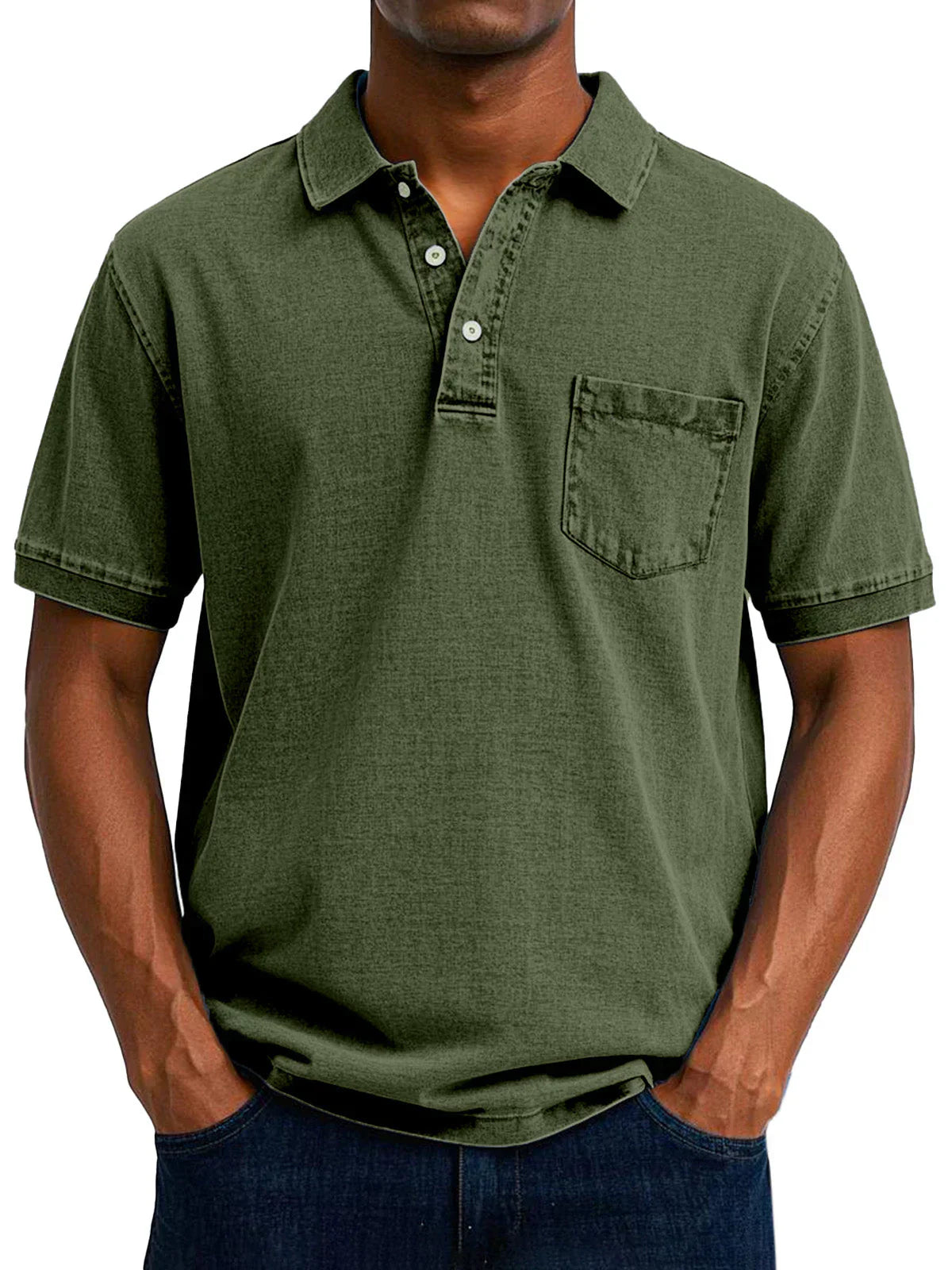 Men's Retro Polo Shirt with Chest Pocket