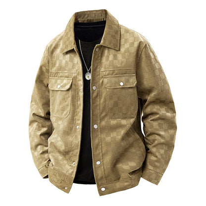 Modische Suede-Jacke Karo Muster Frauen