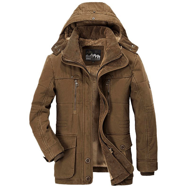Warm gefütterte Winterjacke Kapuze Fleece