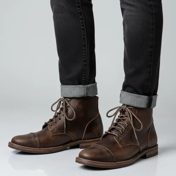 Men's Work Boots Leather Lace-up Ankle Boots