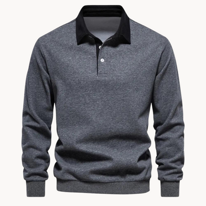 Herren Pullover Sweatshirt Bequem Polokragen - IdealeKleiden