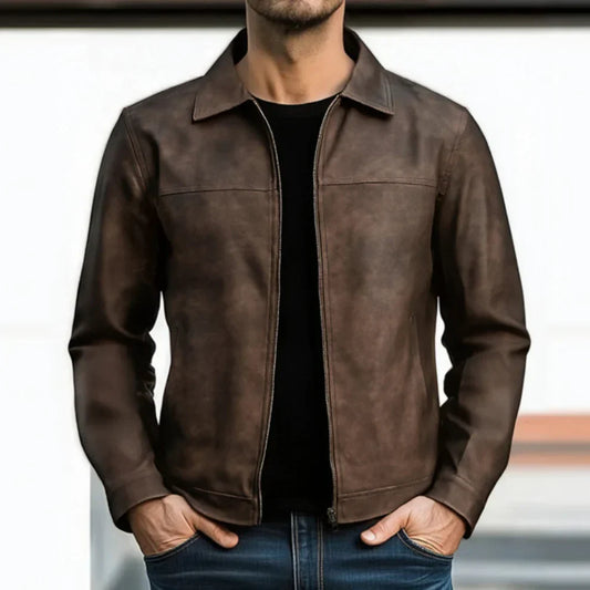 Elegante Lederjacke Herren Freizeit Style - IdealeKleiden