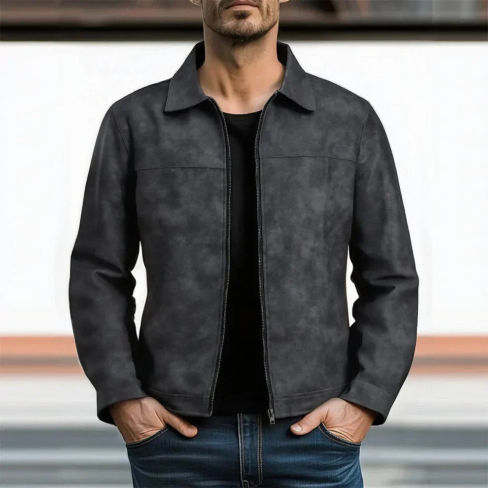 Elegant Leather Jacket Men Casual Style