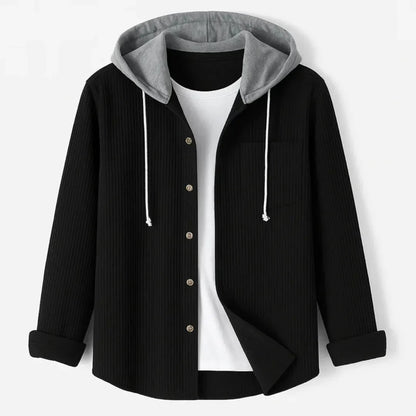 Fashionable overshirt hood quick-release fastener