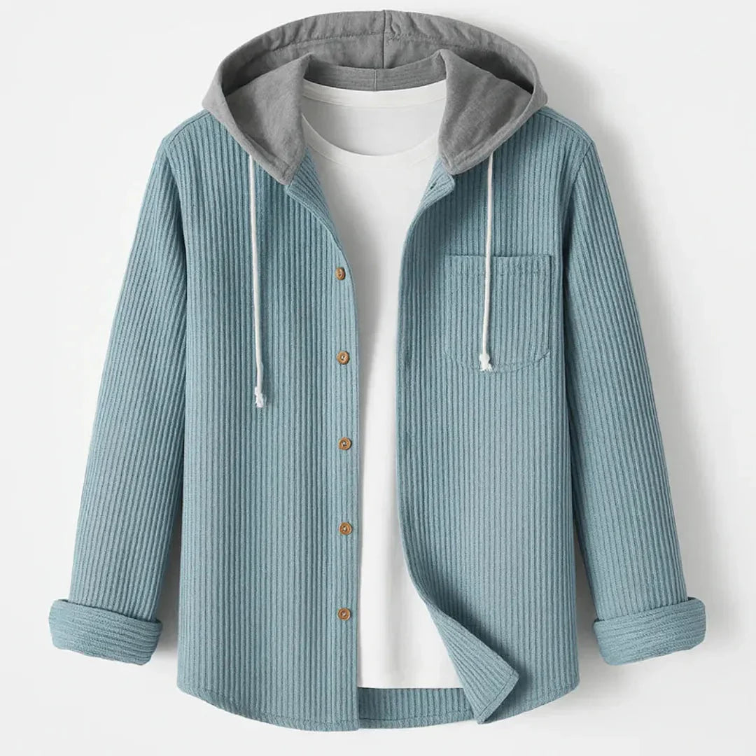 Fashionable overshirt hood quick-release fastener