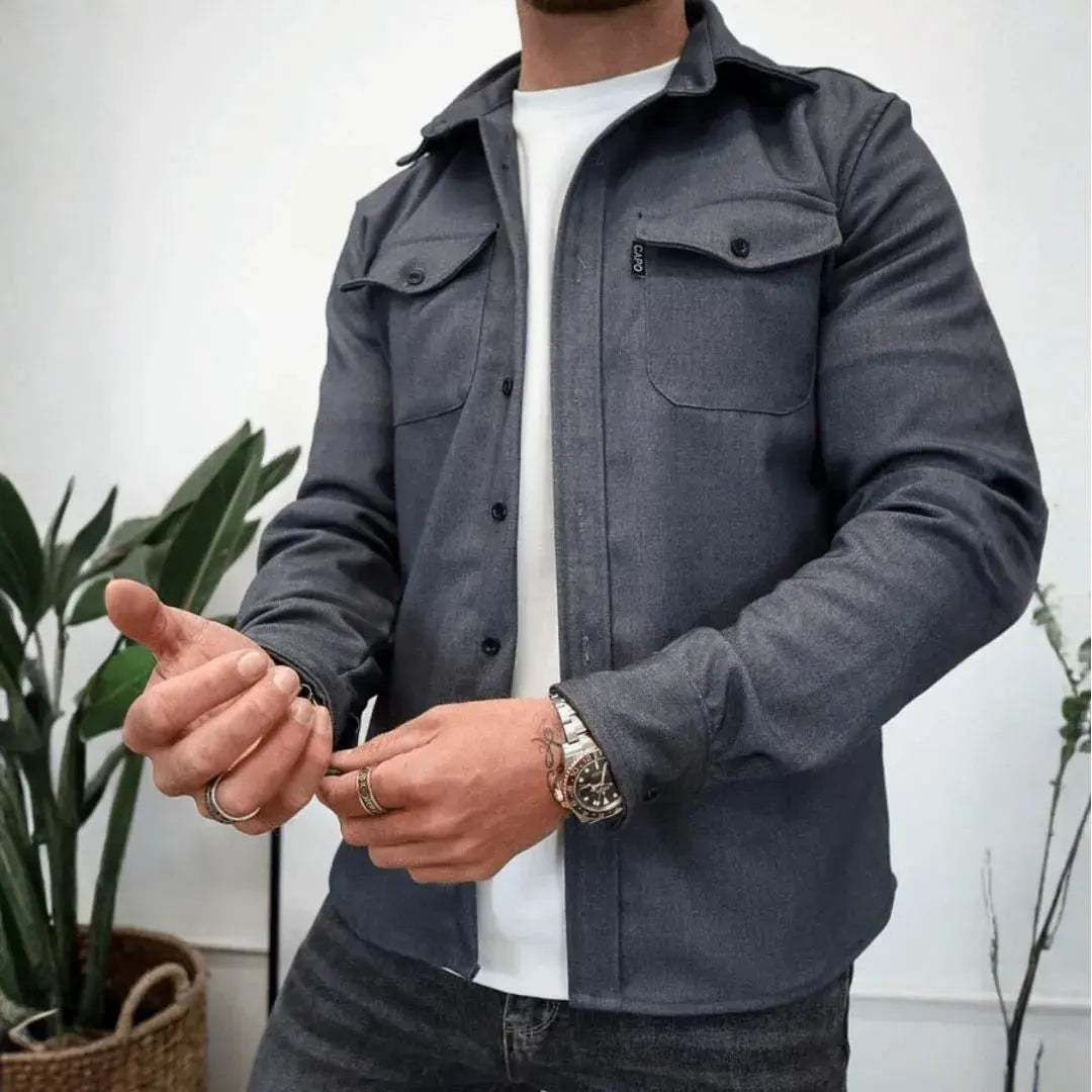 Stylish Overshirt Button Placket Relaxed Fit