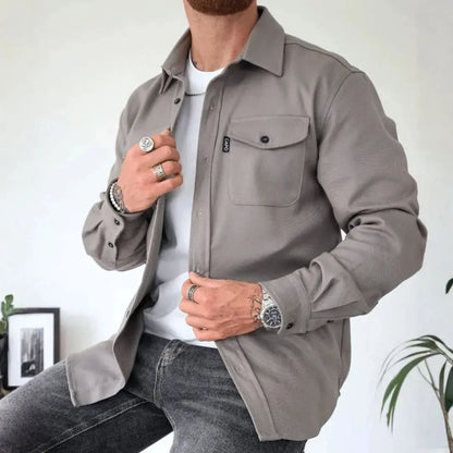 Stylish Overshirt Button Placket Relaxed Fit
