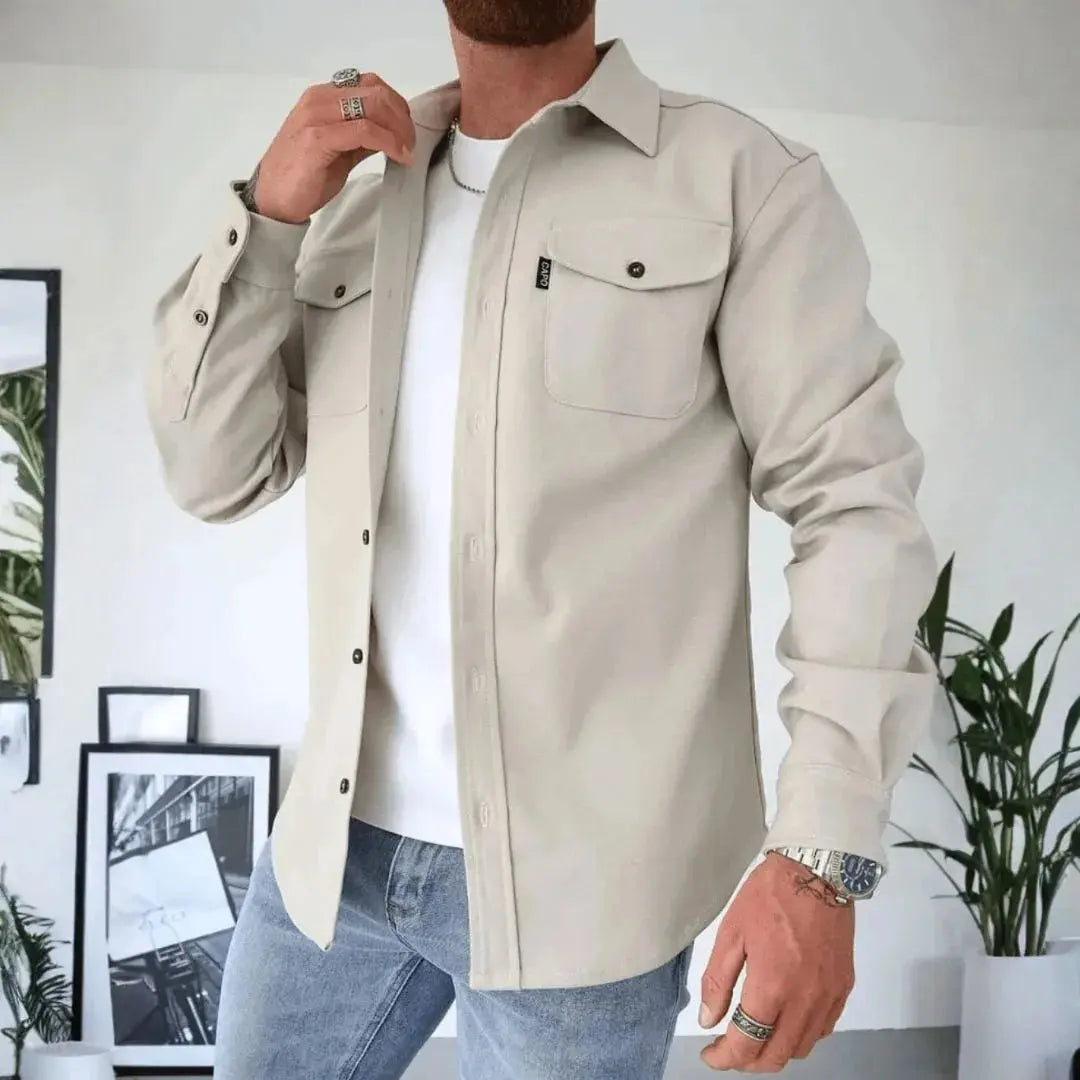 Stylish Overshirt Button Placket Relaxed Fit