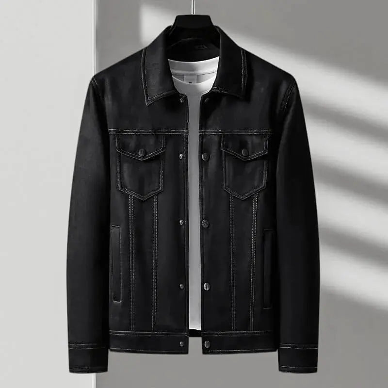 Vintage Leather Jacket Suede Button-Front