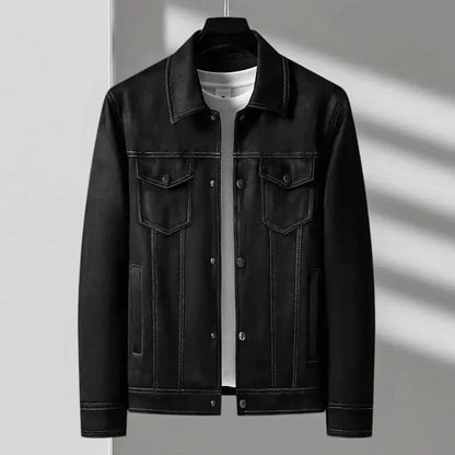 Vintage Leather Jacket Suede Button-Front