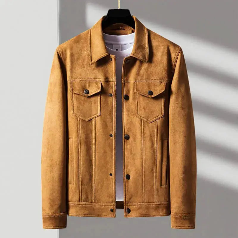 Vintage Leather Jacket Suede Button-Front