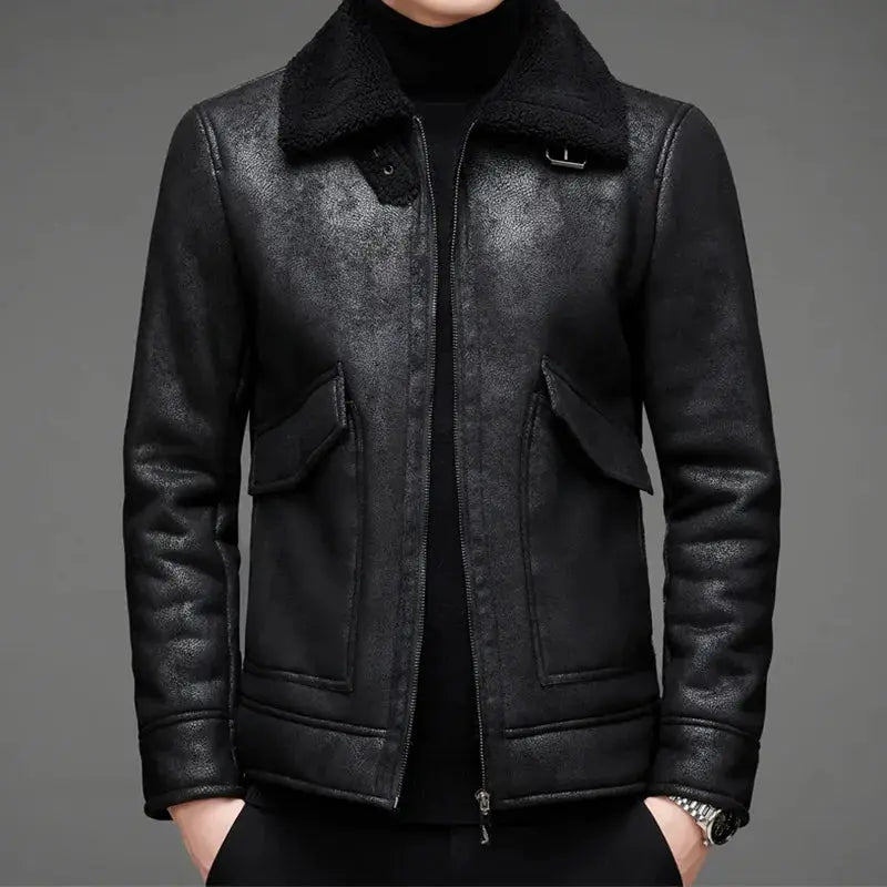 Leather Jacket Retro Aviator Style