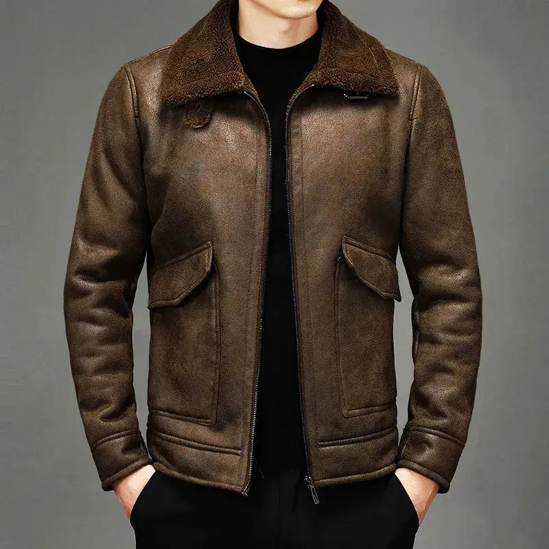 Leather Jacket Retro Aviator Style