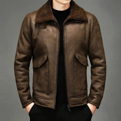 Leather Jacket Retro Aviator Style