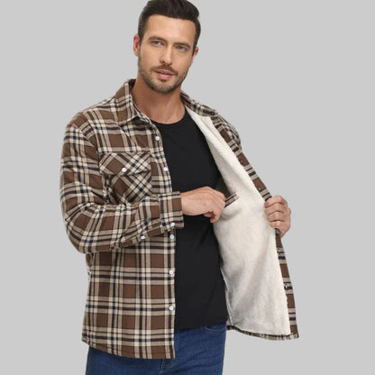 Men's Winter Jacket Fleece Warm Plaid