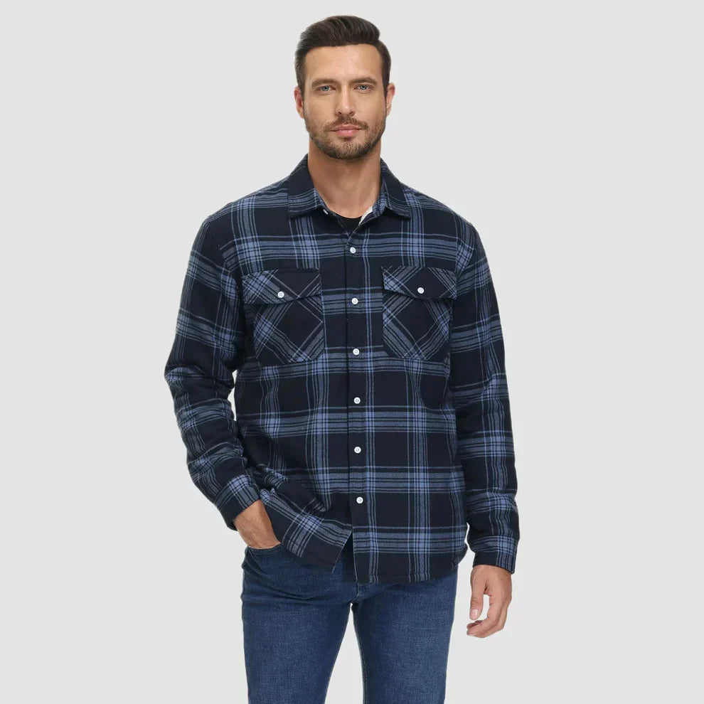 Men's Winter Jacket Fleece Warm Plaid