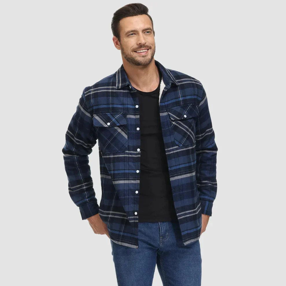 Men's Winter Jacket Fleece Warm Plaid