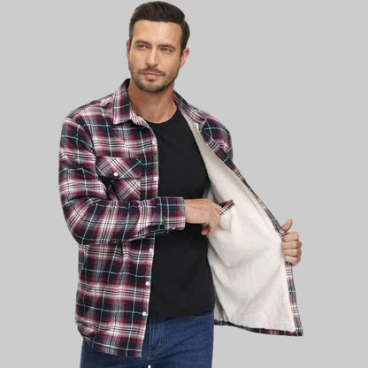 Men's Winter Jacket Fleece Warm Plaid