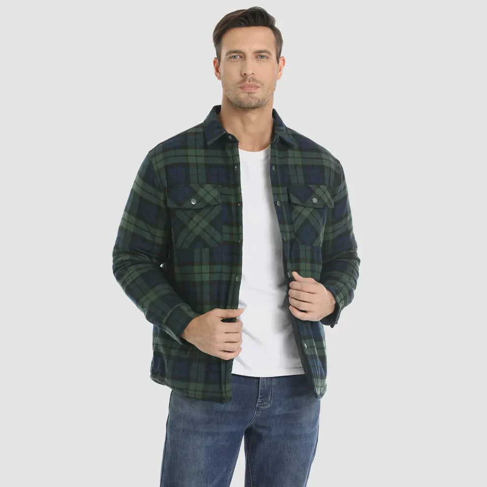 Men's Winter Jacket Fleece Warm Plaid