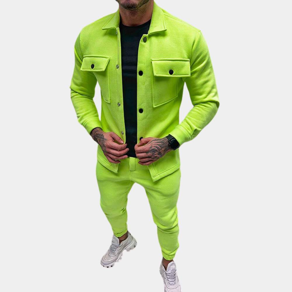 Men's Two-Piece Long-Sleeve Button-Up Modern Set