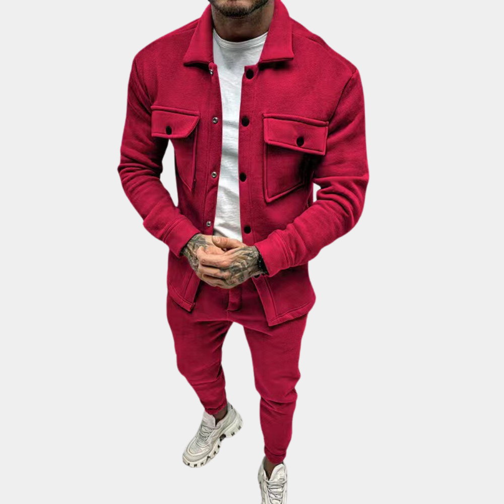 Men's Two-Piece Long-Sleeve Button-Up Modern Set