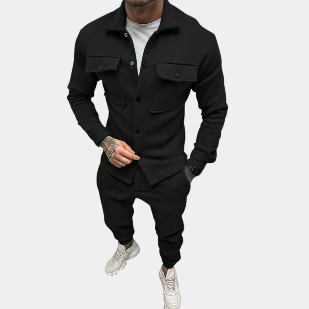 Men's Two-Piece Long-Sleeve Button-Up Modern Set